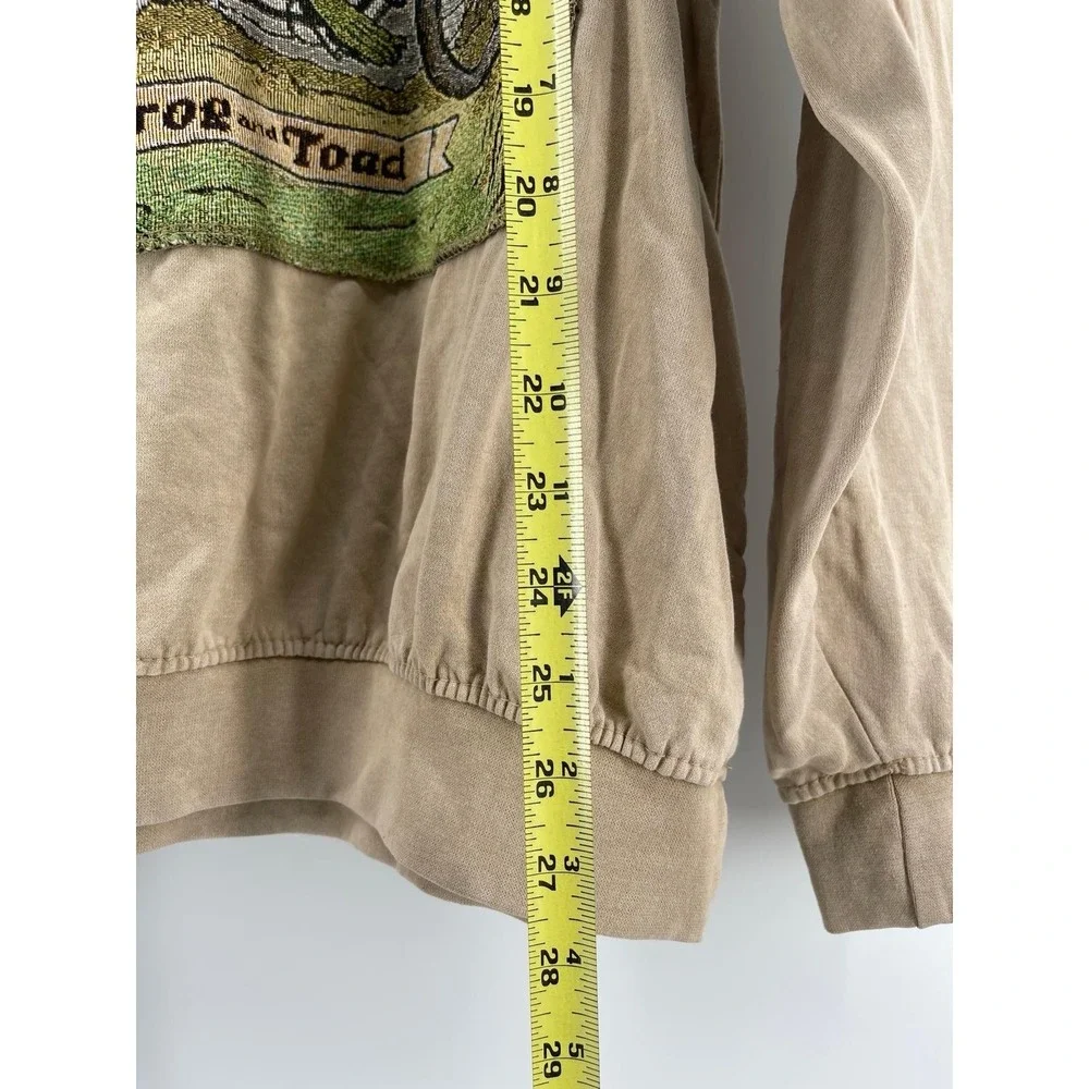 Vintage Frog and Toad Sweatshirt Men L‎ Beige Graphic 1972 Cartoon Crewneck